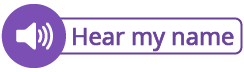 A button with "Hear my name" text for name playback in email signature